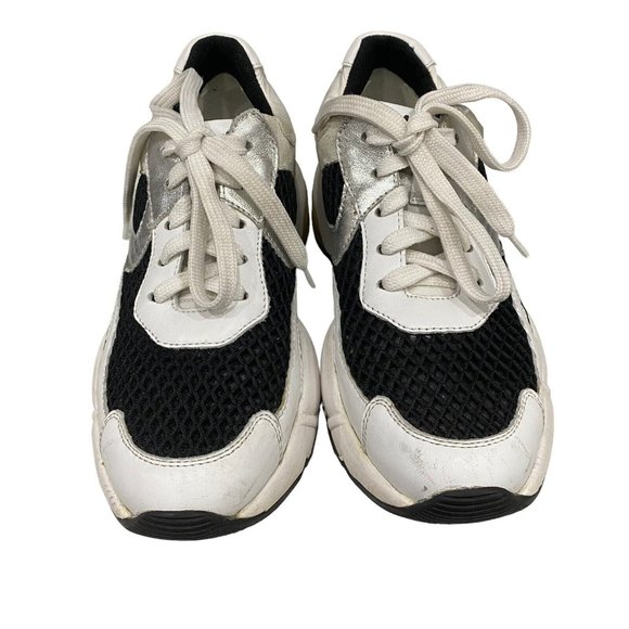 VOILE BLANCHE Dumbil Calfskin & Micro Mesh Sneaker Metallic Effect Sneaker Sz 37 - Picture 3 of 13